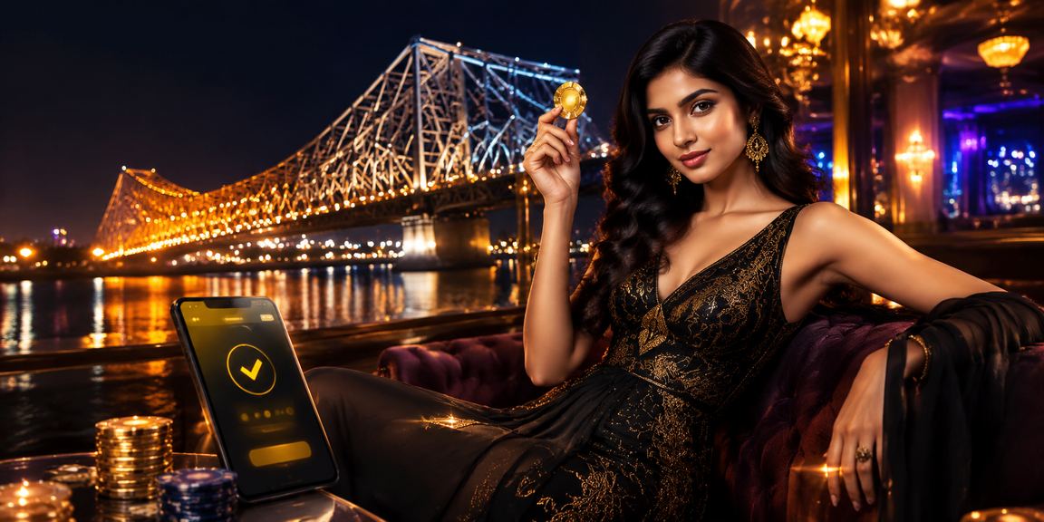Mobile payment scene with Kolkata Howrah Bridge background